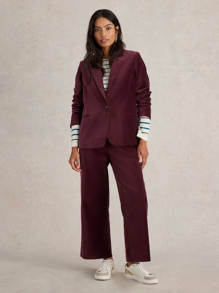 White Stuff Purple Evelyn Velvet Blazer - Image 1 of 6