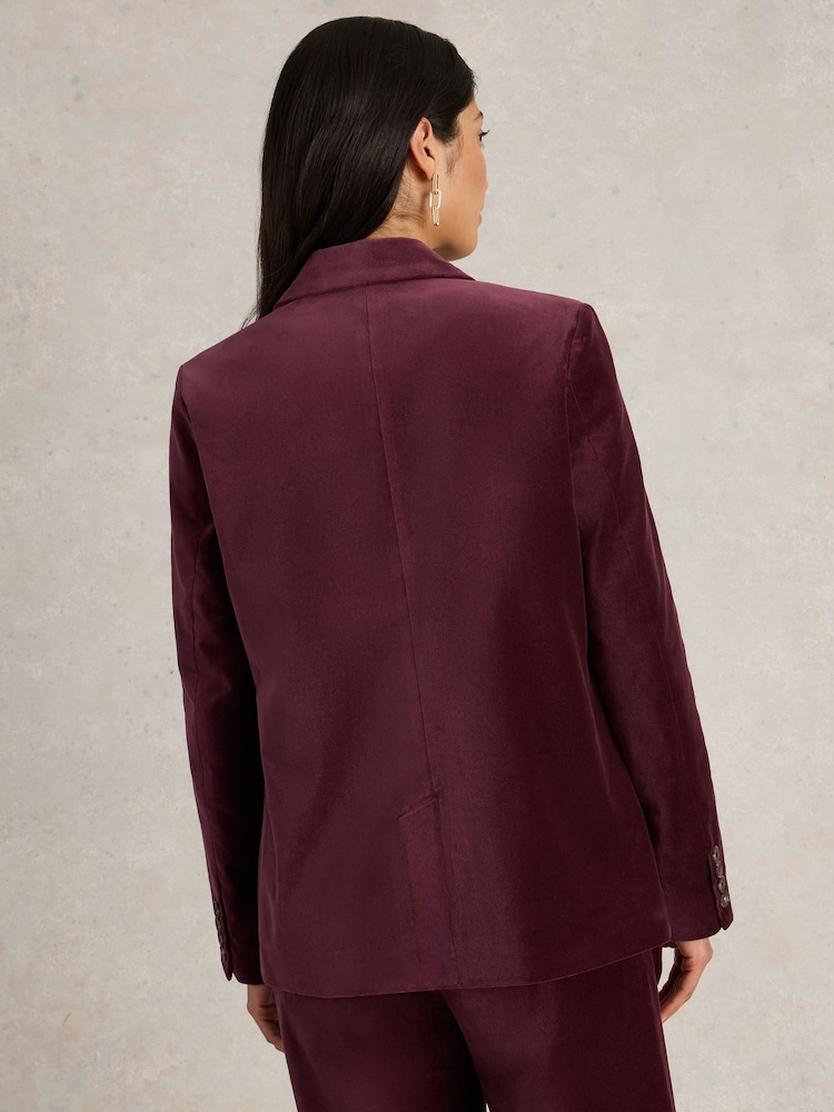 White Stuff Purple Evelyn Velvet Blazer - Image 2 of 6