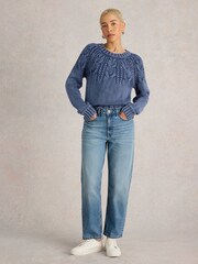 White Stuff Blue Mia Cable Jumper - Image 1 of 6