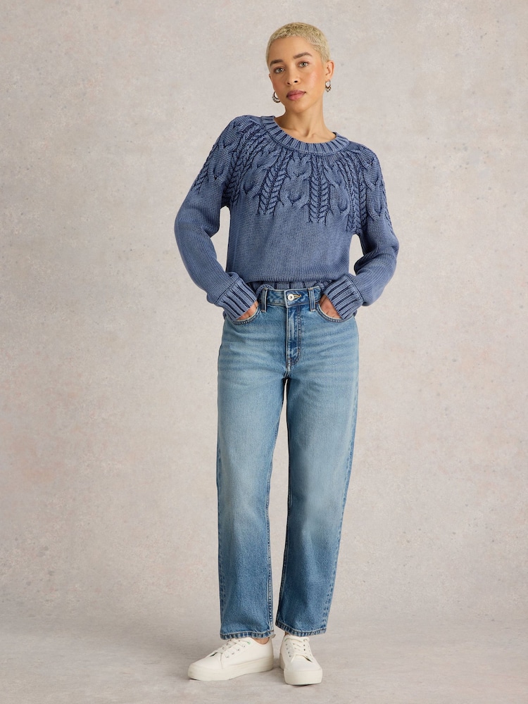 White Stuff Blue Mia Cable Jumper - Image 1 of 6