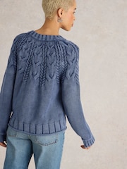 White Stuff Blue Mia Cable Jumper - Image 3 of 6