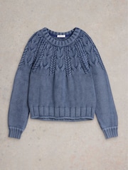 White Stuff Blue Mia Cable Jumper - Image 5 of 6