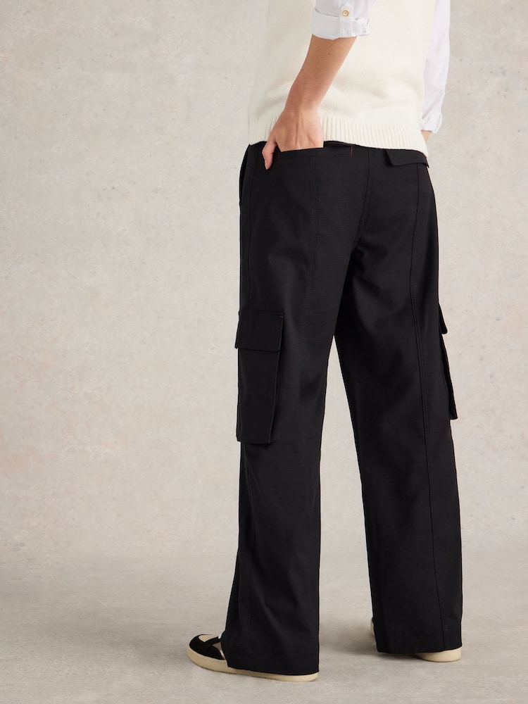 White Stuff Black Fern Wide Leg Cargo Trousers - Image 2 of 6