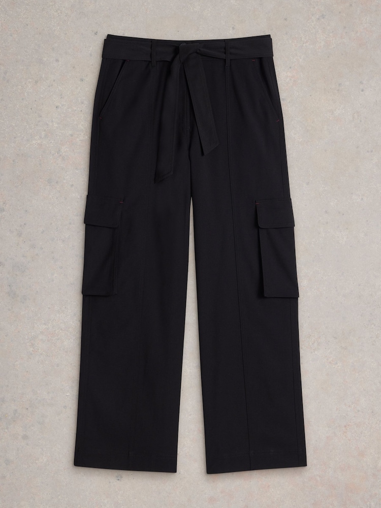 White Stuff Black Fern Wide Leg Cargo Trousers - Image 5 of 6