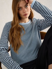 White Stuff Blue Clara Sparkle LS T-Shirt - Image 4 of 6