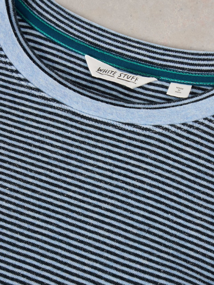 White Stuff Blue Clara Sparkle LS T-Shirt - Image 6 of 6