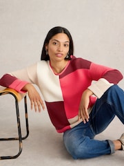 White Stuff Purple Jana Colourblock Jumper - Image 3 of 6