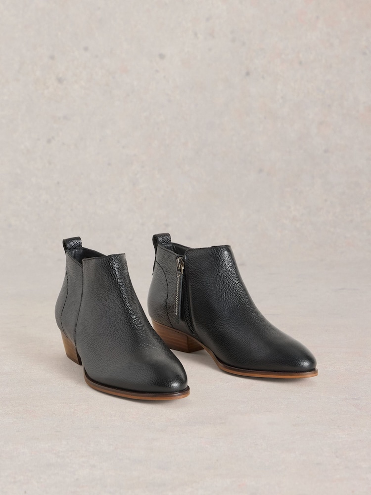 White Stuff Black Wide Fit Leather Ankle Boots - Image 2 of 4