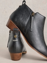 White Stuff Black Wide Fit Leather Ankle Boots - Image 4 of 4