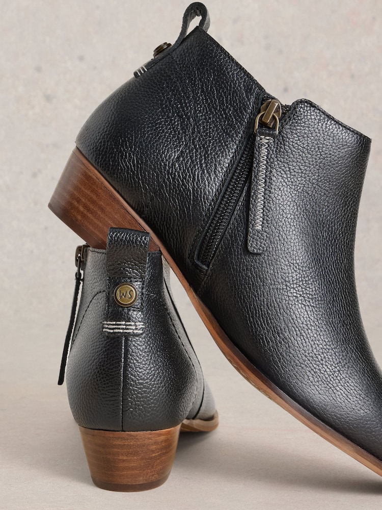 White Stuff Black Wide Fit Leather Ankle Boots - Image 4 of 4