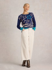 White Stuff Blue City Multi Star Jumper - Image 1 of 6