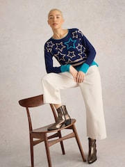 White Stuff Blue City Multi Star Jumper - Image 4 of 6