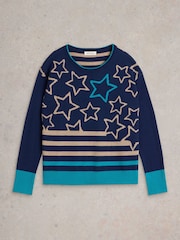 White Stuff Blue City Multi Star Jumper - Image 5 of 6