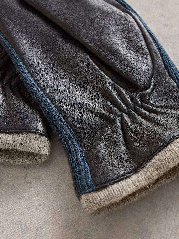 White Stuff Blue Suede Mitten Gloves - Image 3 of 3