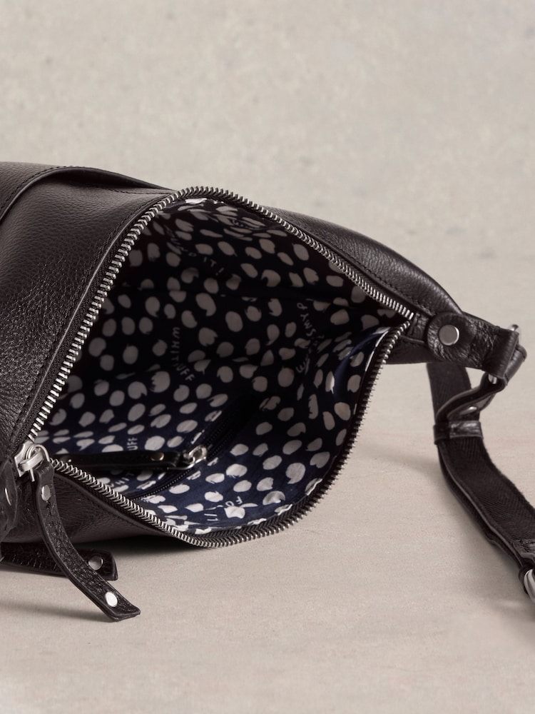 White Stuff Black Fern Leather Crossbody Bag - Image 4 of 5