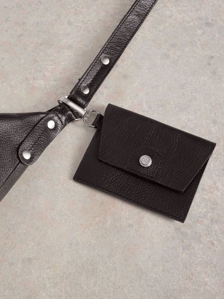 White Stuff Black Fern Leather Crossbody Bag - Image 5 of 5