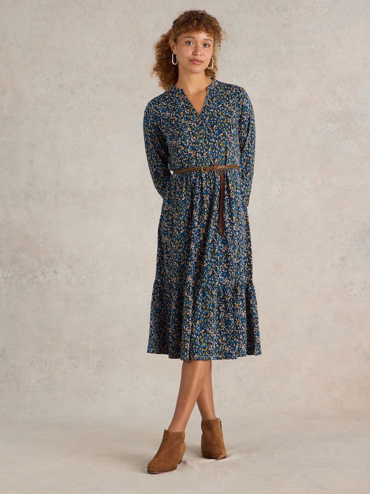 White Stuff Blue Naya Jersey Dress - Image 1 of 6