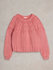 White Stuff Pink Mia Cable Jumper - Image 5 of 6