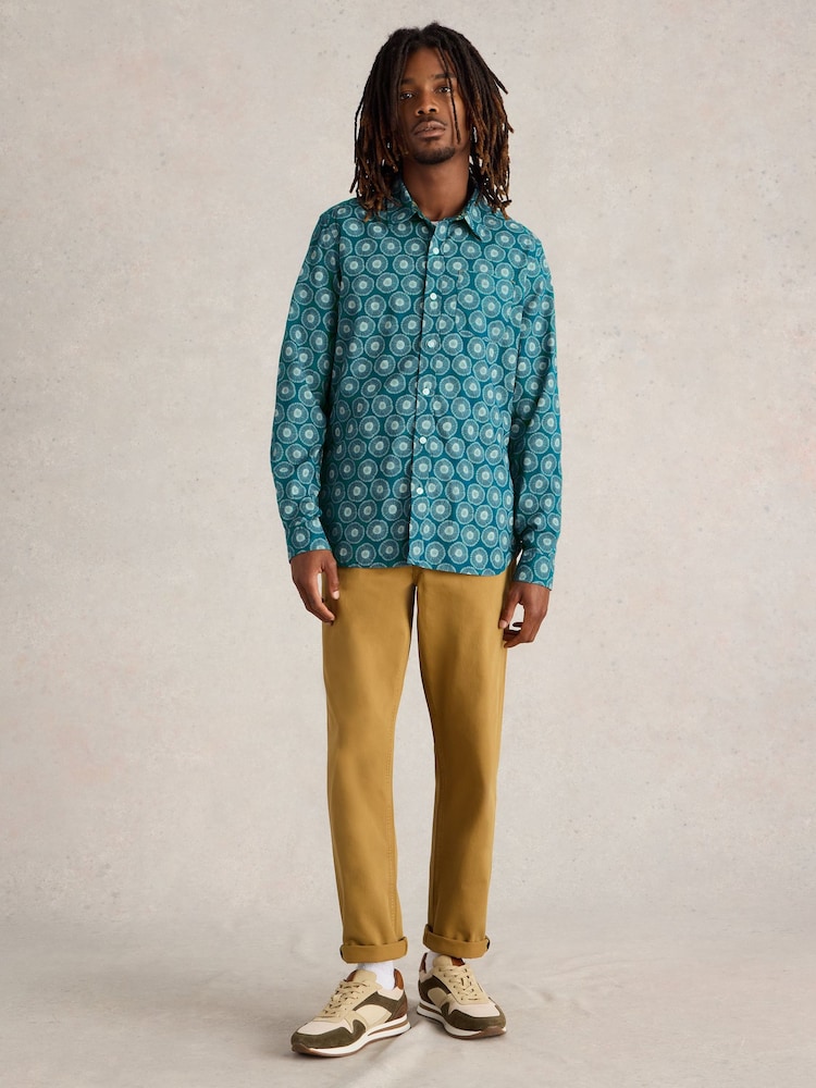 White Stuff Blue Sprig Spot Printed Shirt - Image 1 of 6