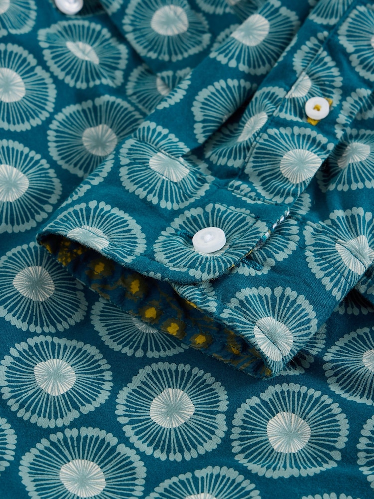 White Stuff Blue Sprig Spot Printed Shirt - Image 6 of 6