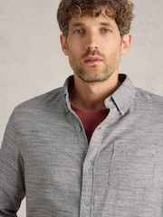 White Stuff Grey Textured Slub Long Sleeves Shirt - Image 3 of 6