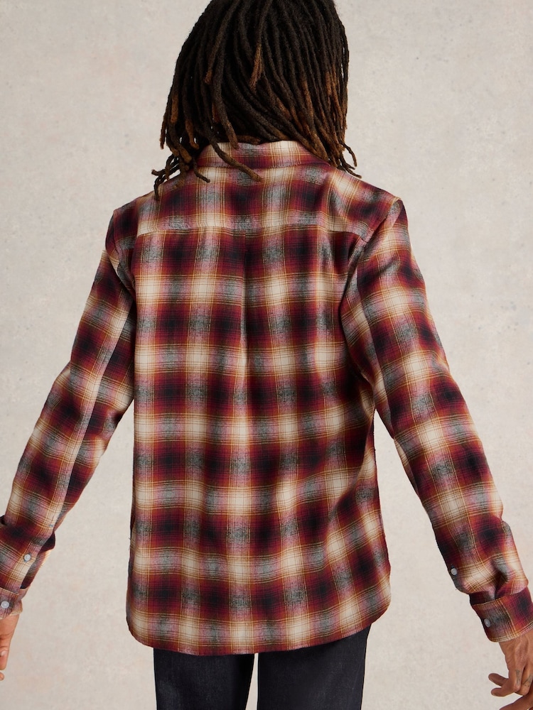 White Stuff Red Moxley Flannel Check 100% Cotton Shirt - Image 2 of 6
