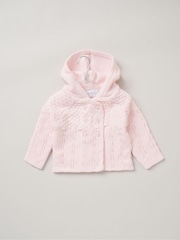 Rock-A-Bye Baby Boutique Розовый вязаный кардиган с капюшоном из 100% хлопка - Изображение 1 из 2