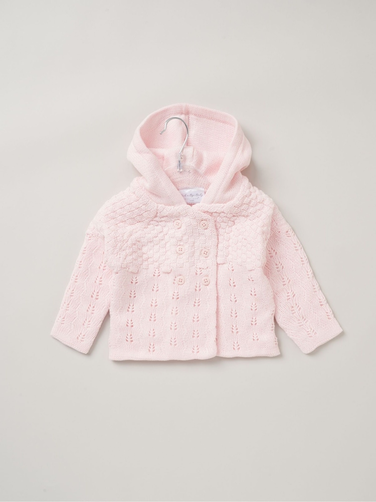 Rock-A-Bye Baby Boutique Розовый вязаный кардиган с капюшоном из 100% хлопка - Изображение 1 из 2