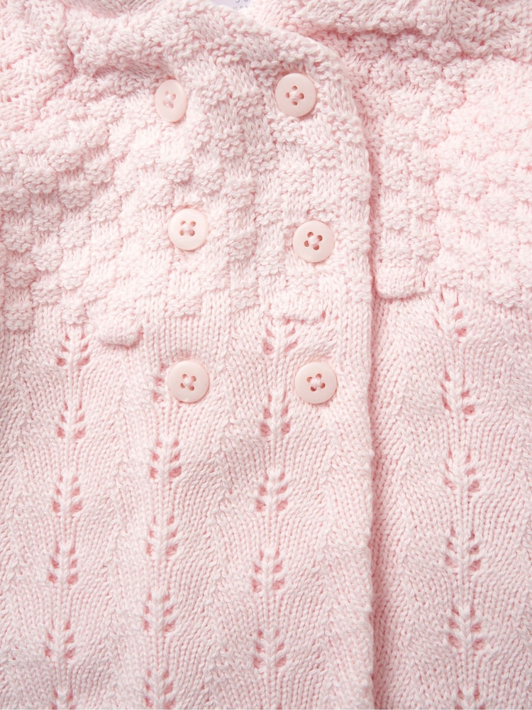Rock-A-Bye Baby Boutique Розовый вязаный кардиган с капюшоном из 100% хлопка - Изображение 2 из 2