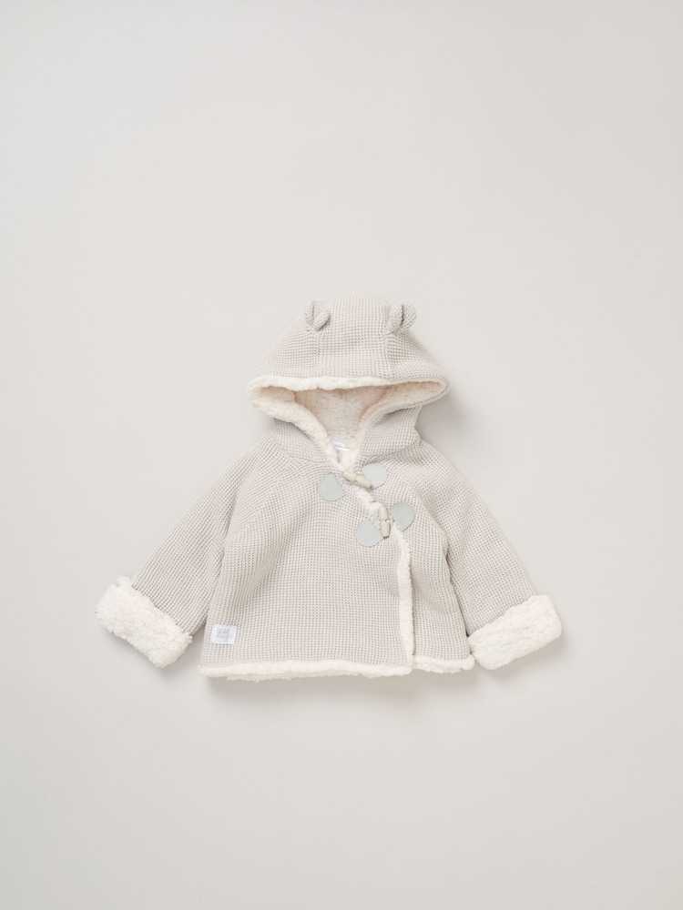 Rock-A-Bye Baby Boutique 100% Cotton True Knit Cardigan with Sherpa Lining and Double Knit Trousers Outfit Set - Image 3 of 5