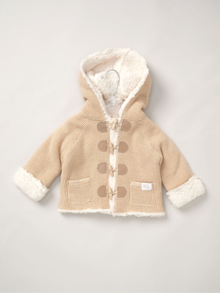 Naravni - Rock-A-Bye Baby Boutique 100% Cotton True Knit Cardigan with Sherpa Lining - Slika 1 iz 3