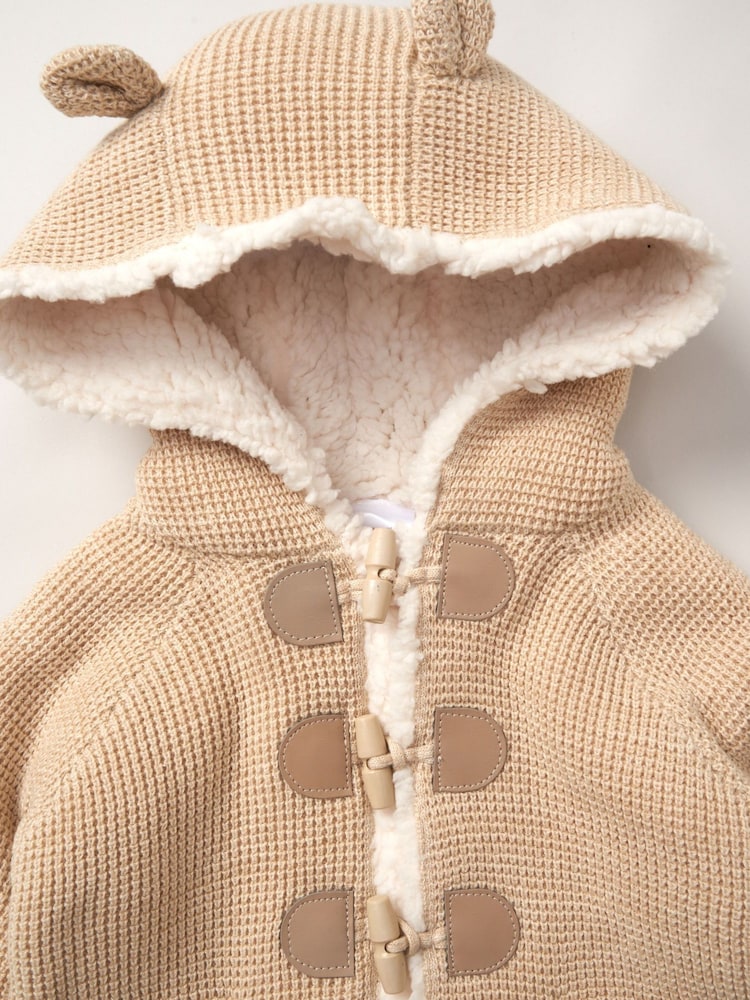 Naravni - Rock-A-Bye Baby Boutique 100% Cotton True Knit Cardigan with Sherpa Lining - Slika 3 iz 3