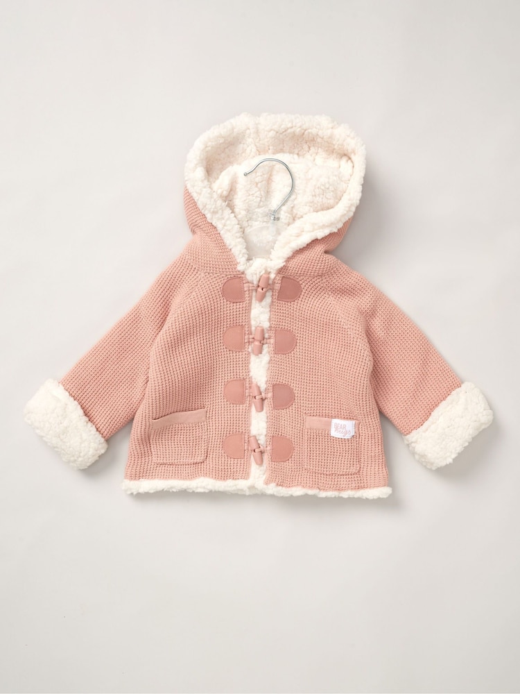 rožnata - Rock-A-Bye Baby Boutique 100% Cotton True Knit Cardigan with Sherpa Lining - Slika 1 iz 3