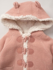 rožnata - Rock-A-Bye Baby Boutique 100% Cotton True Knit Cardigan with Sherpa Lining - Slika 3 iz 3