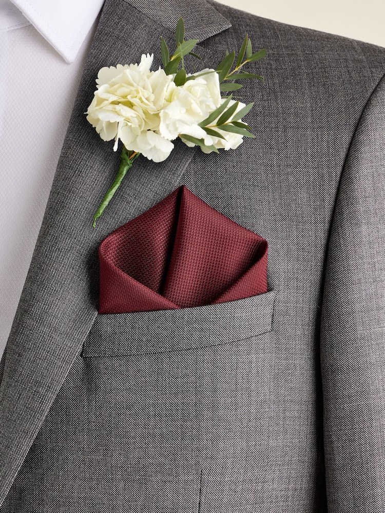 Burgundy Red Textured Pocket Square - Image 1 of 3 Burgundy Red Textured Pocket Square - Image 1 of 3