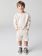smALLSAINTS Natural Younger Boys Oversized Ramskull Sweatshirt and Shorts Set - Image 1 of 8