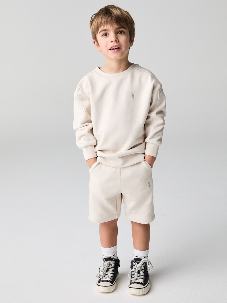 smALLSAINTS Natural Younger Boys Oversized Ramskull Sweatshirt and Shorts Set - Image 1 of 8