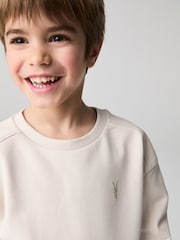smALLSAINTS Natural Younger Boys Oversized Ramskull Sweatshirt and Shorts Set - Image 4 of 8