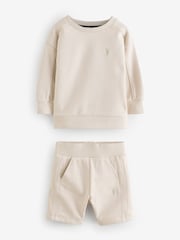 smALLSAINTS Natural Younger Boys Oversized Ramskull Sweatshirt and Shorts Set - Image 6 of 8