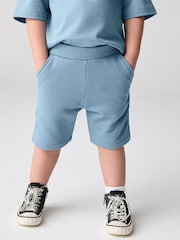 smALLSAINTS Blue Younger Boys Ramskull 100% Cotton Polo Shirt and Shorts Set - Image 3 of 9