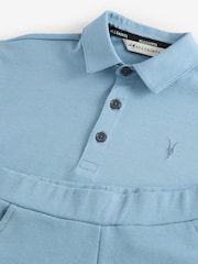 smALLSAINTS Blue Younger Boys Ramskull 100% Cotton Polo Shirt and Shorts Set - Image 8 of 9