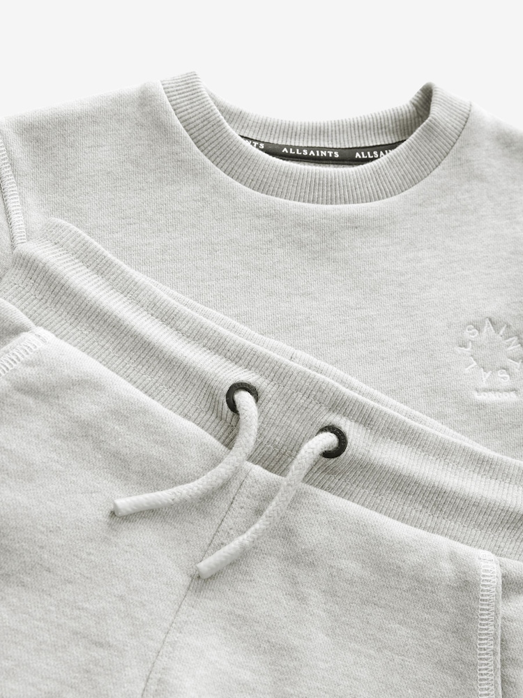 smALLSAINTS Light Grey Younger Boys Oversized Tierra 100% Cotton Sweatshirt and Shorts Set - Image 10 of 12
