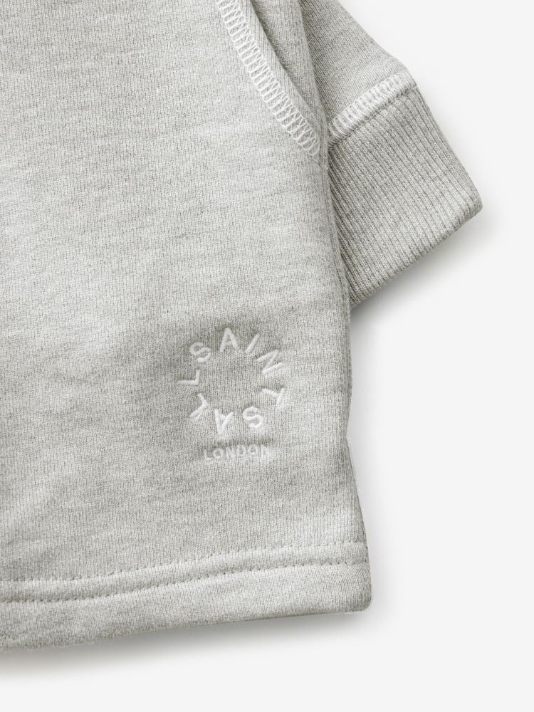 smALLSAINTS Light Grey Younger Boys Oversized Tierra 100% Cotton Sweatshirt and Shorts Set - Image 11 of 12