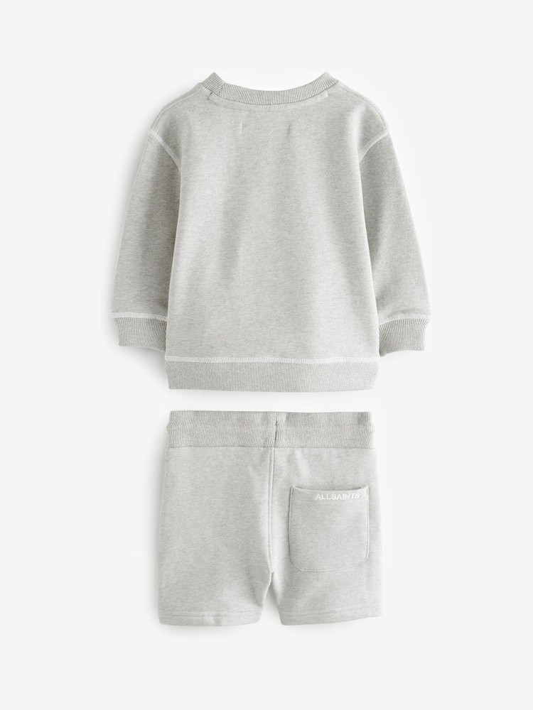 smALLSAINTS Light Grey Younger Boys Oversized Tierra 100% Cotton Sweatshirt and Shorts Set - Image 9 of 12
