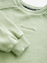 smALLSAINTS Green Younger Boys Oversized Logo 100% Cotton Sweatshirt and Joggers Set - Image 10 of 11