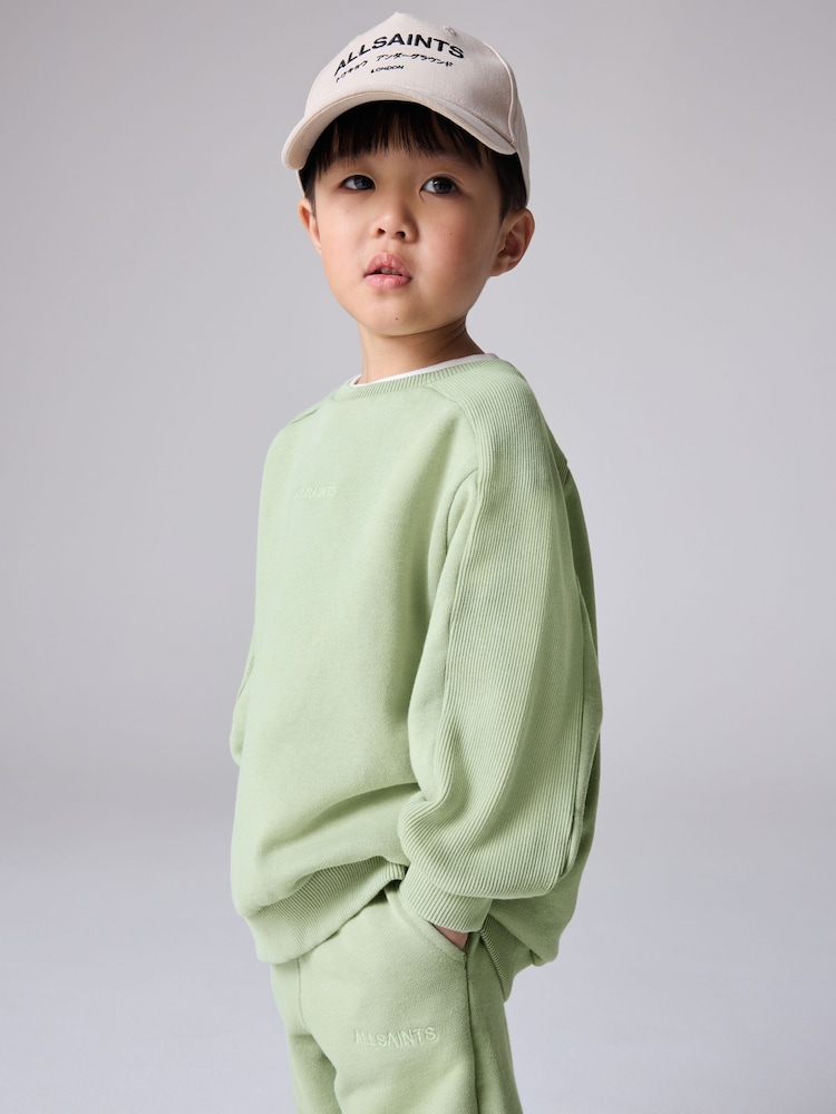smALLSAINTS Green Younger Boys Oversized Logo 100% Cotton Sweatshirt and Joggers Set - Image 3 of 11