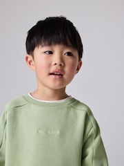smALLSAINTS Green Younger Boys Oversized Logo 100% Cotton Sweatshirt and Joggers Set - Image 4 of 11