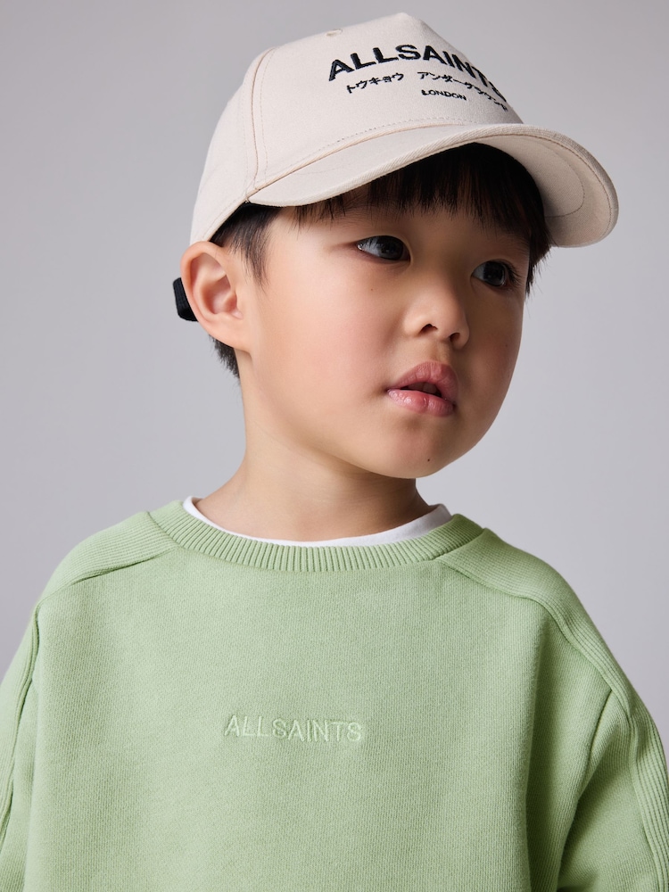 smALLSAINTS Green Younger Boys Oversized Logo 100% Cotton Sweatshirt and Joggers Set - Image 4 of 11