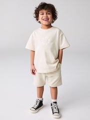 smALLSAINTS Natural Younger Boys Tierra 100% Cotton T-Shirt and Sweat Shorts Set - Image 5 of 10