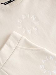 smALLSAINTS Natural Younger Boys Tierra 100% Cotton T-Shirt and Sweat Shorts Set - Image 9 of 10